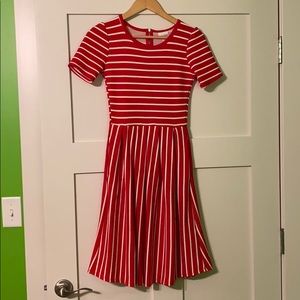 Red and white striped dress. lularoe. with pockets